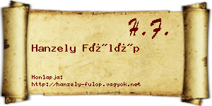 Hanzely Fülöp névjegykártya