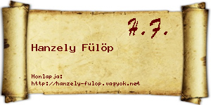 Hanzely Fülöp névjegykártya